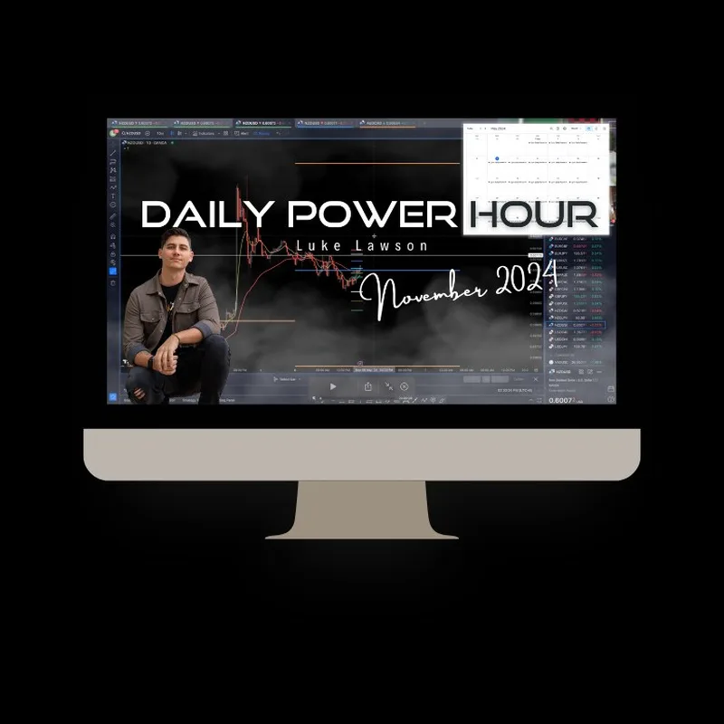 Daily Power Hour live trading session on a desktop monitor